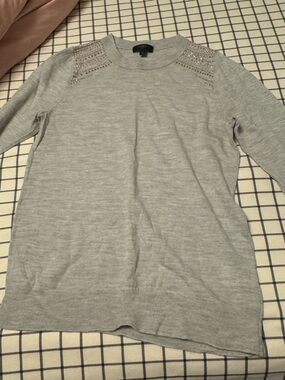 Light Gray Embellished Shoulder Sweater